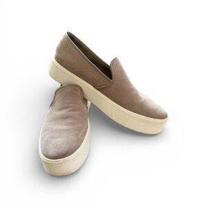 Vince Braden-B Suede Platform Slip-On Sneaker Flats Light Woodsmoke Taupe Sz 8